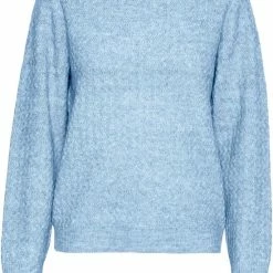 Promo 👏 Vero Moda Trui Vmvigga Structure Ls O-neck Blou G 10268161 Cerulean/w Melange Dames Maat - M 🎁