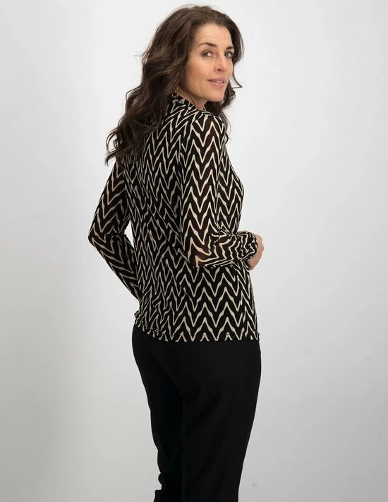 Flash-uitverkoop ๐งจ Geisha T-shirt Mesh Top Grafische Zigzag Print 22830 14 Black/light Sand Dames Maat - M ๐งจ 2 Flash-uitverkoop ๐งจ Geisha T-shirt Mesh Top Grafische Zigzag Print 22830 14 Black/light Sand Dames Maat - M ๐งจ - Afbeelding 2