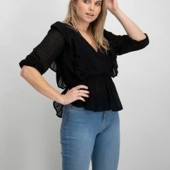 Beste Verkoop 🤩 ONLY ONLLONDON 3/4 RUFFLE TOP NOOS WVN Dames Top - Maat M ⭐ -dameskleding Verkoop 550x711 99