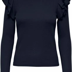 Nieuw 🧨 Jacqueline De Yong T-shirt Jdymille L/s Frill Top Jrs 15270900 Sky Captain Dames Maat - S ❤️
