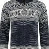 Coupon 🎁 John Brilliant Trui Van 100% Pure Nieuwe Noorse Wol, Donkerblauw ⭐