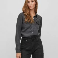 Beste deal 🔥 VILA VIBISTA DENIM 👚 SHIRT/SU-NOOS Dames Blouse - Maat M 👍 -dameskleding Verkoop 550x720 10