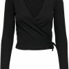 Coupon 👍 ONLY ONLEMMA L/S TIE WRAP TOP NOOS Dames T-shirt - Maat S ✔️