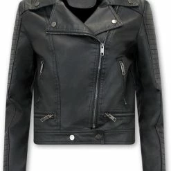 Groothandel ๐ฏ Matogla Bikerjack Imitatieleer Dames - AY151- Zwart ๐ฅฐ