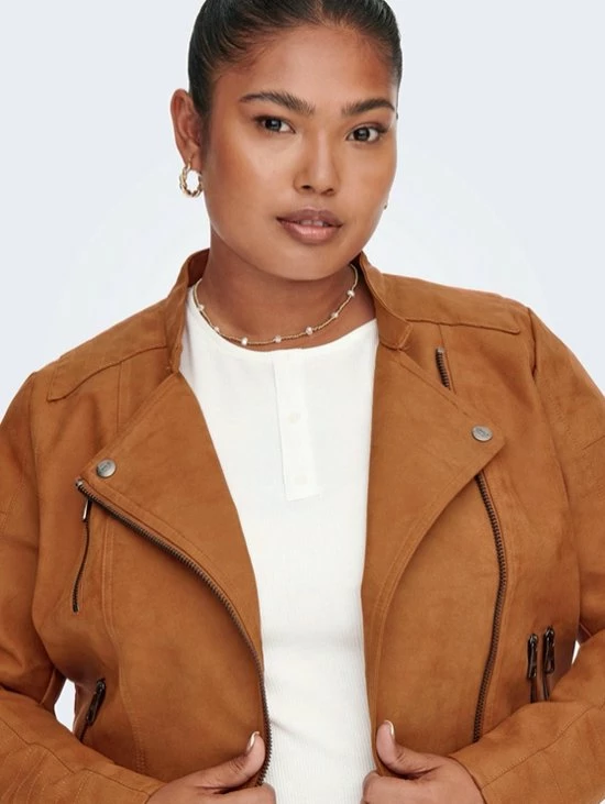 Promo π Only Carmakoma Caravana Faux Leather Biker Otw Leather Brown π 2 Promo π Only Carmakoma Caravana Faux Leather Biker Otw Leather Brown π - Afbeelding 2