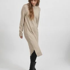 Beste deal 😍 VILA VIRIL CREW NECK L/S MIDI 👗 DRESS - NOOS Dames Jurk - Maat M 🔥