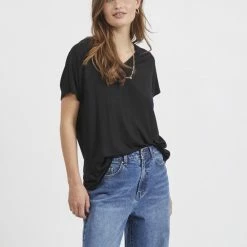 Coupon 👏 VILA VIBELIS V-NECK S/S TOP/SU - NOOS Dames T-shirt - Maat XL 😍 -dameskleding Verkoop 550x733 288