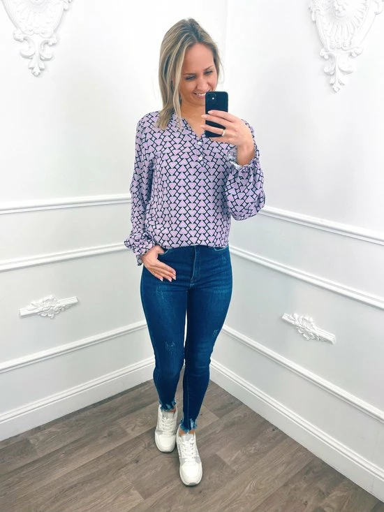 Goedkoopste π Dressqode Love Print Blouse Lila π 2 Goedkoopste π Dressqode Love Print Blouse Lila π - Afbeelding 2