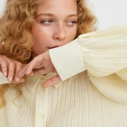 Beste Pirce 🎁 Vero Moda VMSUTTON L/S PLEATED 👚 SHIRT SB6 CP Dames Blouse Tofu - Maat XL 💯 -dameskleding Verkoop 550x733 385