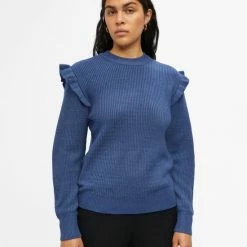 Flash-uitverkoop 👍 OBJECT OBJMALENA L/S RUFFLE PULLOVER NOOS Dames Trui - Maat S ⌛