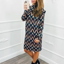 Gloednieuw 🔔 Dressqode Col 👗 Dress Retro Petrol 🧨