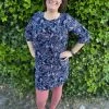 Beste Verkoop 😀 Only Carmakoma Carluxsof 3/4 Tunic 👗 Dress AOP Maritime Blue/Handdrawn ⌛