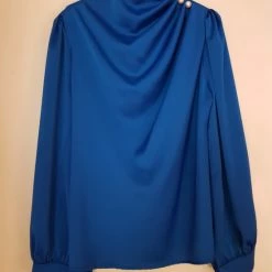 Kopen 😍 Merkloos Dames Blouses Satijn Met 'parels' Kobalt Blauw One Size 🧨