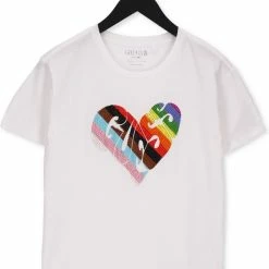 Korting 💯 Guess Ss Rainbow Street Tee Tops & T-shirts - Wit ⌛ -dameskleding Verkoop 550x737