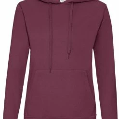 Beste Pirce 🔔 Fruit Of The Loom Vrouwen Dames Fit Sweatshirt Met Capuchon / Hoodie (Bordeaux) 🧨