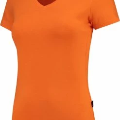 Beste Pirce 😀 Tricorp T-shirt V Hals Slim Fit Dames 101008 Oranje - Maat S 🤩 -dameskleding Verkoop 550x763 1