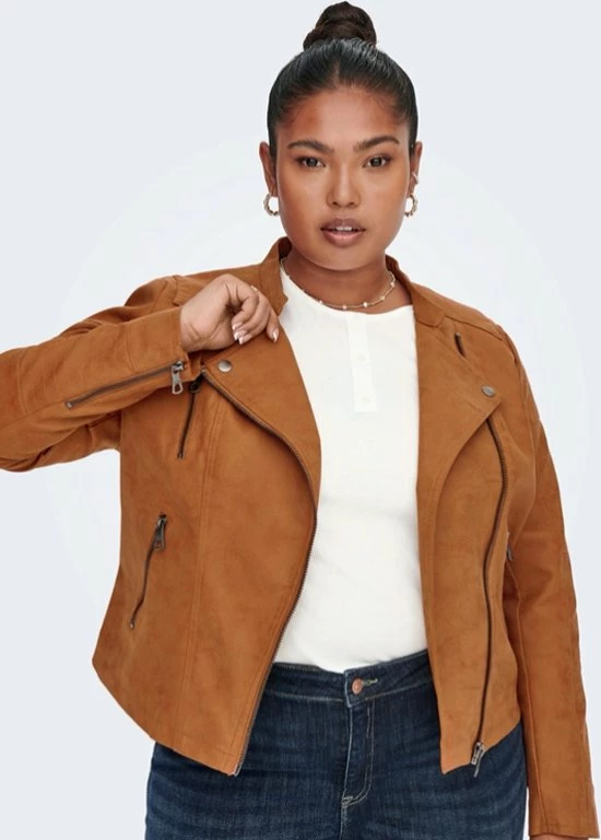 Promo π Only Carmakoma Caravana Faux Leather Biker Otw Leather Brown π 3 Promo π Only Carmakoma Caravana Faux Leather Biker Otw Leather Brown π - Afbeelding 3