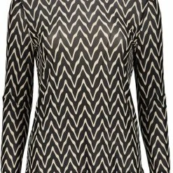 Flash-uitverkoop 🧨 Geisha T-shirt Mesh Top Grafische Zigzag Print 22830 14 Black/light Sand Dames Maat - M 🧨