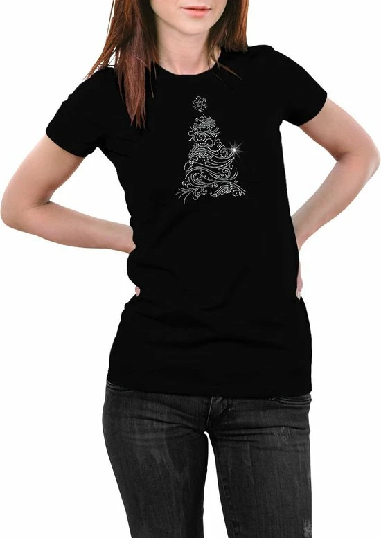 Nieuw ✨ Gildan Kerst T-shirt Dames Met Glinsterende Kerstboom In Abstracte Lijnen– Maat L - Zwart ❤️ 1 Nieuw ✨ Gildan Kerst T-shirt Dames Met Glinsterende Kerstboom In Abstracte Lijnen– Maat L - Zwart ❤️