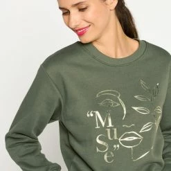 Aanbiedingen 🎉 LOLALIZA Sweater Met Artwork - Khaki - Maat XL 🎁