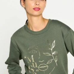 Aanbiedingen 🎉 LOLALIZA Sweater Met Artwork - Khaki - Maat XL 🎁 -dameskleding Verkoop 550x780 7