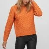 Beste Verkoop 😀 Vila Trui Viella O-neck L/s Cable Knit Top/su 14075497 Burnt Orange/melange Dames Maat - M ❤️