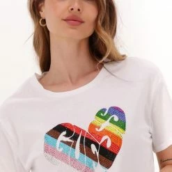 Korting 💯 Guess Ss Rainbow Street Tee Tops & T-shirts - Wit ⌛ -dameskleding Verkoop 550x784 3