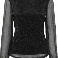 Coupon ✔️ Only T-shirt Onlmiana L/s Plisse Glitter Top Jrs 15279232 Black Dames Maat - XL ❤️