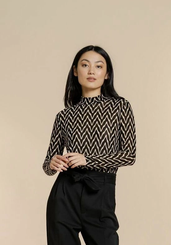 Flash-uitverkoop ๐งจ Geisha T-shirt Mesh Top Grafische Zigzag Print 22830 14 Black/light Sand Dames Maat - M ๐งจ 3 Flash-uitverkoop ๐งจ Geisha T-shirt Mesh Top Grafische Zigzag Print 22830 14 Black/light Sand Dames Maat - M ๐งจ - Afbeelding 3