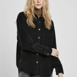 Flash-uitverkoop 🔥 Urban Classics Blouse -L- Corduroy Oversized Zwart 😀