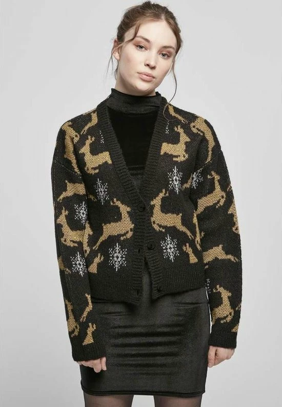 Groothandel π₯ Urban Classics Cardigan -XL- Short Oversized π Christmas Zwart/Goudkleurig β 1 Groothandel π₯ Urban Classics Cardigan -XL- Short Oversized π Christmas Zwart/Goudkleurig β