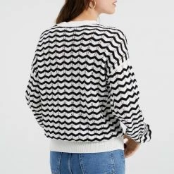 Beste Pirce 👏 WE Fashion Dames Gestreepte Trui Met Opengewerkt Dessin. 🌟 -dameskleding Verkoop 550x812 16