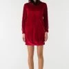 Beste Verkoop 🧨 La Pèra Sweatjurk Sonesta Velours Rood Vrouwen Velvet Jurk Dames - Maat M 🌟