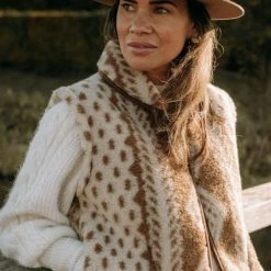 Beste Verkoop 👏 Alwero Dames Gilet "Gerda Aran 100% Wol " Bruin - Maat L 😀 -dameskleding Verkoop 550x823 45