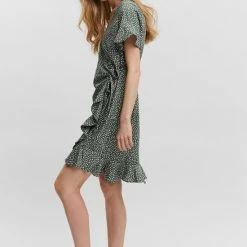 Promo 💯 VERO MODA VMHENNA 2/4 WRAP FRILL 👗 DRESS NOOS - Laurel Wreath - Dames - Maat L 🔥 -dameskleding Verkoop 550x823 8