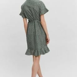 Promo 💯 VERO MODA VMHENNA 2/4 WRAP FRILL 👗 DRESS NOOS - Laurel Wreath - Dames - Maat L 🔥 -dameskleding Verkoop 550x823 9
