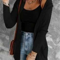 Promo 👍 Merkloos Lange Gebreide Vest Dames - Zwart - Knoopsluiting - Vaclav - Maat L 🌟