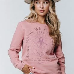 Aanbiedingen ⭐ Colourful Rebel Moon Magic Trui Roze Dames - Slim Fit - Katoen - XL 🎁