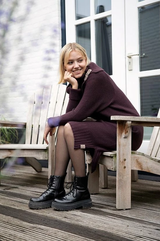 Nieuw ๐ Knit Factory Jamie Gebreide Dames Jurk - Stone Green - 40/42 - Knielengte - Met Opstaande Kraag ๐ 9 Nieuw ๐ Knit Factory Jamie Gebreide Dames Jurk - Stone Green - 40/42 - Knielengte - Met Opstaande Kraag ๐ - Afbeelding 9