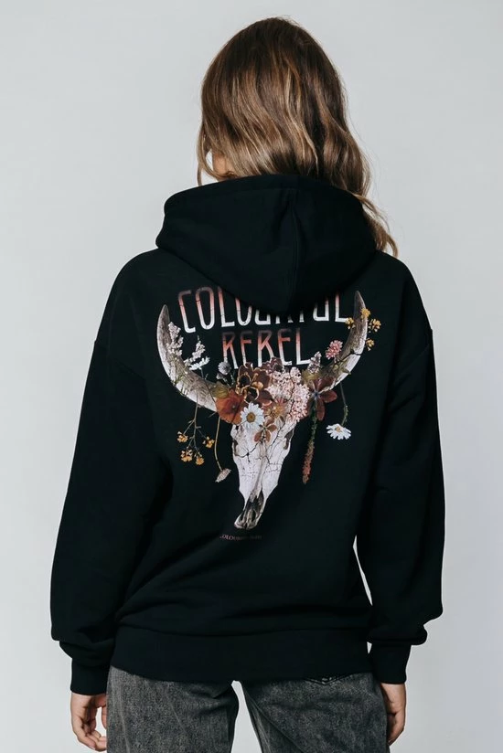 Top 10 ⌛ Colourful Rebel Flower Skull Hoodie Zwart Dames - Oversized Fit - Polyester - S ✨ 2 Top 10 ⌛ Colourful Rebel Flower Skull Hoodie Zwart Dames - Oversized Fit - Polyester - S ✨ - Afbeelding 2