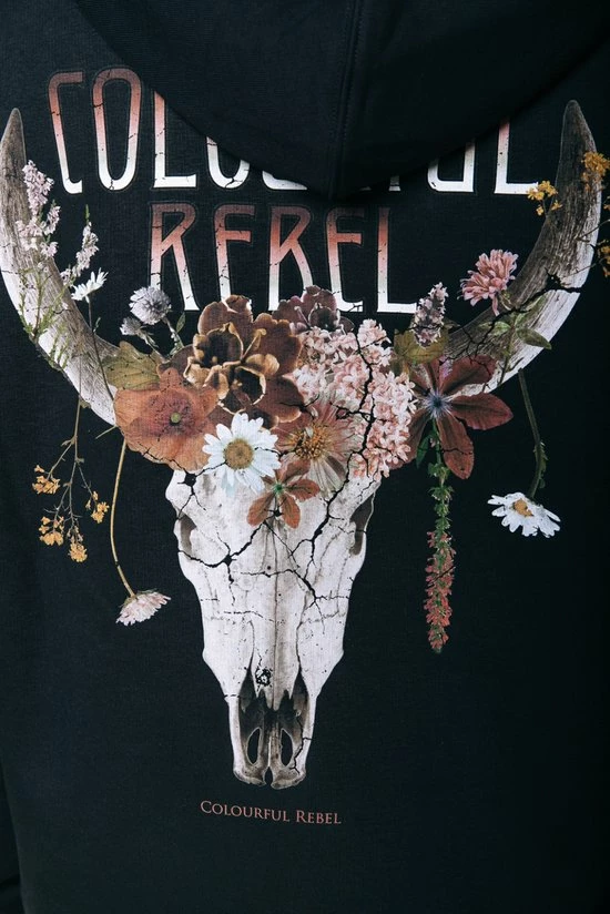 Top 10 ⌛ Colourful Rebel Flower Skull Hoodie Zwart Dames - Oversized Fit - Polyester - S ✨ 4 Top 10 ⌛ Colourful Rebel Flower Skull Hoodie Zwart Dames - Oversized Fit - Polyester - S ✨ - Afbeelding 4