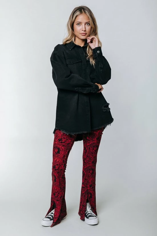 Nieuw π Colourful Rebel Darcy Big Flower Broek Rood Dames - Wijduitlopende Fit - Polyester - M π 1 Nieuw π Colourful Rebel Darcy Big Flower Broek Rood Dames - Wijduitlopende Fit - Polyester - M π