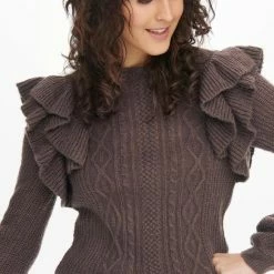 Uitgang 🤩 Jacqueline De Yong Trui Jdyfrance L/s Frill Sleeves Pullove 15271290 Chocolate Brown Dames Maat - M 🎉 -dameskleding Verkoop 550x825 110