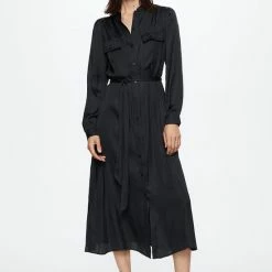 Beste recensies van 🔥 Mango Jurk Satijnen Overhemdjurk 37035933 99 Dames Maat - M ✨