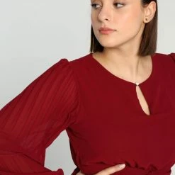 Flash-uitverkoop ⭐ Cassis Lange, Effen Plisséjurk Met Juweeldetail Aan De Hals 🎉 -dameskleding Verkoop 550x825 41