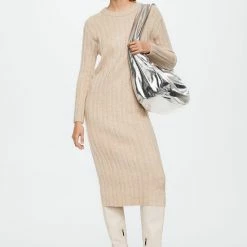 Flash-uitverkoop 😀 Mango Jurk Gebreide Midijurk 37077757 05 Dames Maat - L ✨