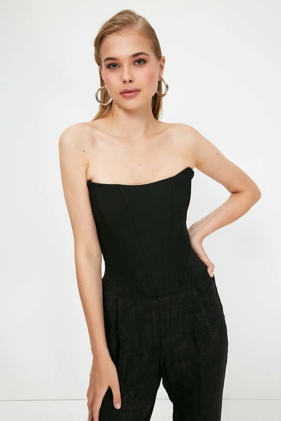 Nieuw ❤️ Trendyol Vrouwen Standaard Off-shoulder Bustier 🧨 2 Nieuw ❤️ Trendyol Vrouwen Standaard Off-shoulder Bustier 🧨 - Afbeelding 2
