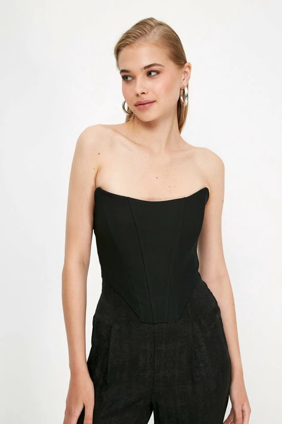 Nieuw ❤️ Trendyol Vrouwen Standaard Off-shoulder Bustier 🧨 4 Nieuw ❤️ Trendyol Vrouwen Standaard Off-shoulder Bustier 🧨 - Afbeelding 4