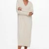 Beste Pirce ✔️ Only Jurk Onlnew Tessa L/s Midi V 👗 Dress Knt Noos 15236372 Pumice Stone/w. Melange Dames Maat - S 🥰