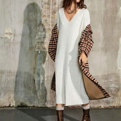 Beste Pirce ✔️ Only Jurk Onlnew Tessa L/s Midi V 👗 Dress Knt Noos 15236372 Pumice Stone/w. Melange Dames Maat - S 🥰 -dameskleding Verkoop 550x825 534